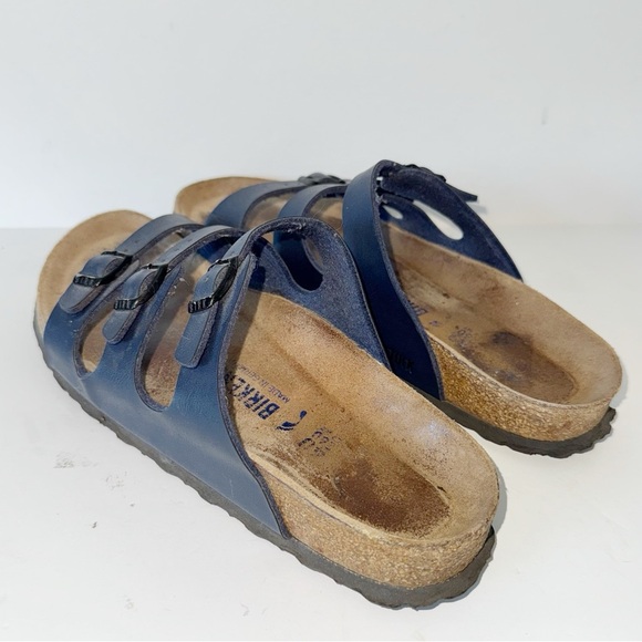 Birkenstock Florida Navy Blue Soft Footbed Oiled Leather Sz 40/ 9-9.5 Narrow Fit - Picture 7 of 15